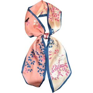 Women's -pink Leaf Fashion Purse Scarf Silky For Handbags Bag Skinny Scarves
